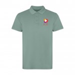 Polo unisex de manga corta con acabado lavado 200 g/m2 Roly Cobain color verde oscuro vista impresión serigrafía