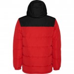 Chaqueta unisex bicolor estilo plumón de poliéster con capucha Roly color rojo segunda vista trasera