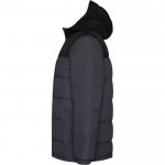 Chaqueta unisex bicolor estilo plumón de poliéster con capucha Roly color negro vista lateral