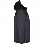 Chaqueta unisex bicolor estilo plumón de poliéster con capucha Roly color negro segunda vista lateral