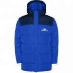 Chaqueta unisex bicolor estilo plumón de poliéster con capucha Roly color azul real