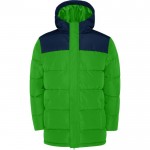 Chaqueta unisex bicolor estilo plumón de poliéster con capucha Roly color verde bosque