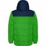 Chaqueta unisex bicolor estilo plumón de poliéster con capucha Roly color verde bosque segunda vista trasera