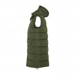 Chaleco térmico acolchado de poliéster con capucha para mujer Roly color verde militar vista lateral
