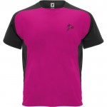 Camiseta deportiva unisex en manga corta de poliéster 140 g/m2 Roly color rosa vista impresión serigrafía