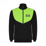Chándal unisex de poliéster bicolor con colores a juego 225 g/m2 Roly color verde lima vista impresión serigrafía