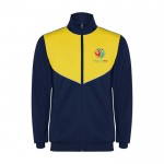 Chándal unisex de poliéster bicolor con colores a juego 225 g/m2 Roly color amarillo vista impresión serigrafía