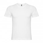 Camiseta de manga corta de algodón cuello en V de hombre 155 g/m2 Roly color blanco