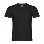Camiseta de manga corta de algodón cuello en V de hombre 155 g/m2 Roly color negro