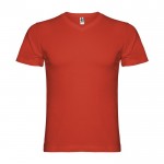 Camiseta de manga corta de algodón cuello en V de hombre 155 g/m2 Roly color rojo