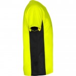 Camiseta deportiva de poliéster para hombre bicolor 140 g/m2 Roly color amarillo fluorescente segunda vista lateral