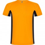 Camiseta deportiva de poliéster para hombre bicolor 140 g/m2 Roly color naranja fluorescente