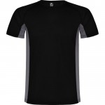 Camiseta deportiva de poliéster para hombre bicolor 140 g/m2 Roly color negro