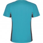 Camiseta deportiva de poliéster para hombre bicolor 140 g/m2 Roly color turquesa segunda vista trasera