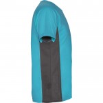 Camiseta deportiva de poliéster para hombre bicolor 140 g/m2 Roly color turquesa segunda vista lateral