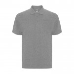 Polo piqué de algodón y poliéster con bolsillo unisex 190 g/m2 Roly color gris claro jaspeado