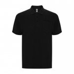 Polo piqué de algodón y poliéster con bolsillo unisex 190 g/m2 Roly color negro