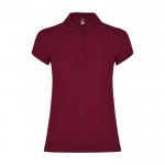 Polo de punto piqué en algodón 100% para mujer 200 g/m2 Roly color burdeos