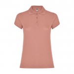 Polo de punto piqué en algodón 100% para mujer 200 g/m2 Roly color salmón
