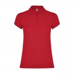 Polo de punto piqué en algodón 100% para mujer 200 g/m2 Roly color rojo