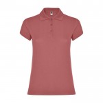Polo de punto piqué en algodón 100% para mujer 200 g/m2 Roly color rojo desaturado