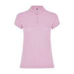 Polo de punto piqué en algodón 100% para mujer 200 g/m2 Roly color rosa claro