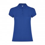 Polo de punto piqué en algodón 100% para mujer 200 g/m2 Roly color azul real