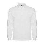 Polo de hombre en 100% algodón de punto piqué 220 g/m2 Roly color blanco