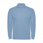 Polo de hombre en 100% algodón de punto piqué 220 g/m2 Roly color azul claro