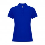 Polo de algodón y poliéster en piqué para mujer 190 g/m2 Roly color azul