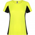 Camiseta deportiva de poliéster para mujer bicolor 140 g/m2 Roly color amarillo fluorescente