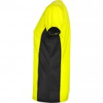 Camiseta deportiva de poliéster para mujer bicolor 140 g/m2 Roly color amarillo fluorescente vista lateral