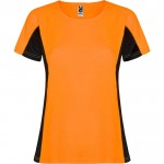 Camiseta deportiva de poliéster para mujer bicolor 140 g/m2 Roly color naranja fluorescente