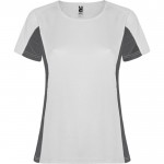 Camiseta deportiva de poliéster para mujer bicolor 140 g/m2 Roly color blanco
