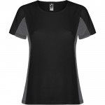 Camiseta deportiva de poliéster para mujer bicolor 140 g/m2 Roly color negro