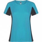 Camiseta deportiva de poliéster para mujer bicolor 140 g/m2 Roly color turquesa