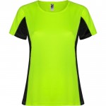 Camiseta deportiva de poliéster para mujer bicolor 140 g/m2 Roly color verde fluorescente