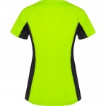 Camiseta deportiva de poliéster para mujer bicolor 140 g/m2 Roly color verde fluorescente segunda vista trasera
