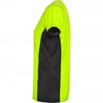 Camiseta deportiva de poliéster para mujer bicolor 140 g/m2 Roly color verde fluorescente vista lateral