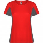 Camiseta deportiva de poliéster para mujer bicolor 140 g/m2 Roly color rojo