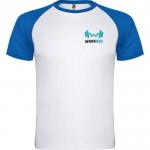 Camiseta deportiva unisex de manga corta de poliéster 140 g/m2 Roly color azul real vista impresión serigrafía
