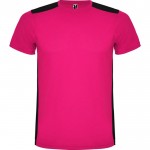 Camiseta deportiva unisex de poliéster en manga corta 130 g/m2 Roly color fucsia