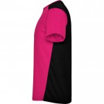 Camiseta deportiva unisex de poliéster en manga corta 130 g/m2 Roly color fucsia vista lateral