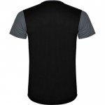 Camiseta deportiva unisex de poliéster en manga corta 130 g/m2 Roly color gris oscuro segunda vista trasera