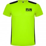 Camiseta deportiva unisex de poliéster en manga corta 130 g/m2 Roly color verde lima vista impresión serigrafía