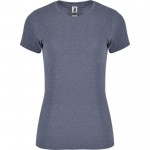 Camiseta jaspeada de algodón y poliéster para mujer 150 g/m2 Roly color azul jaspeado