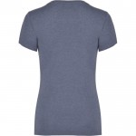 Camiseta jaspeada de algodón y poliéster para mujer 150 g/m2 Roly color azul jaspeado segunda vista trasera