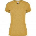Camiseta jaspeada de algodón y poliéster para mujer 150 g/m2 Roly color amarillo oscuro