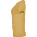 Camiseta jaspeada de algodón y poliéster para mujer 150 g/m2 Roly color amarillo oscuro vista lateral