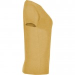 Camiseta jaspeada de algodón y poliéster para mujer 150 g/m2 Roly color amarillo oscuro segunda vista lateral